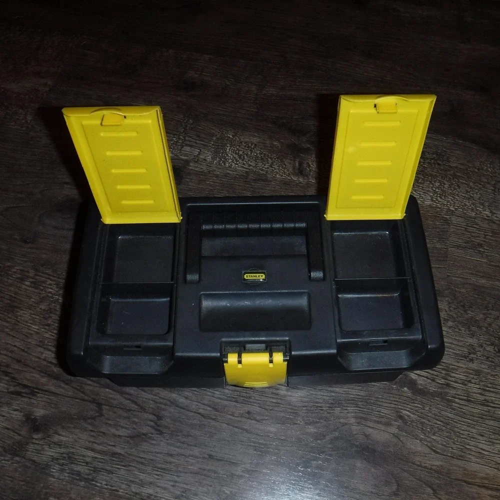 Stanley Tool Box Black Yellow Plastic Portable Tool Storage Organizer